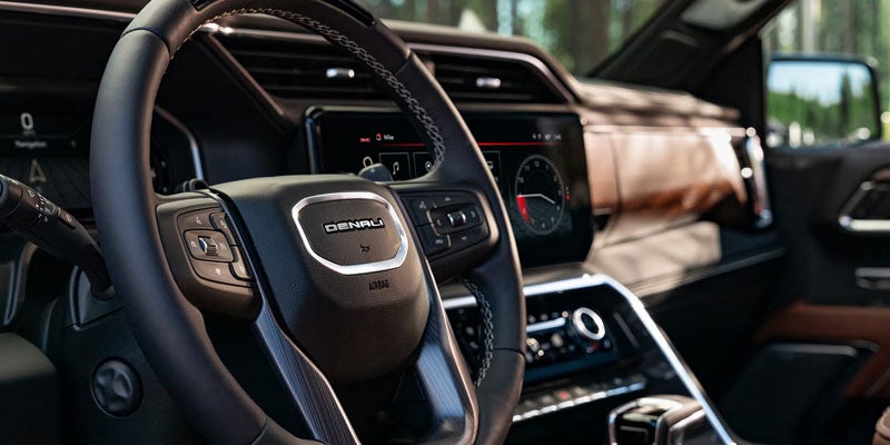 close up view of steering wheel in 2026 GMC Sierra 1500