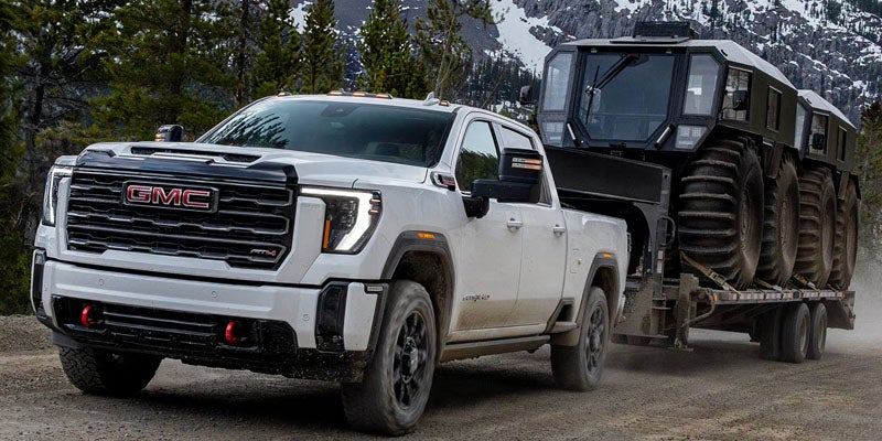 white 2026 GMC Sierra 2500hd showing tough towing capacity