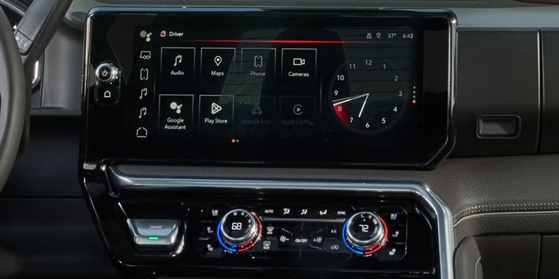 Infotainment system displaying different connectivity options for drivers in 2026 GMC Sierra 3500HD