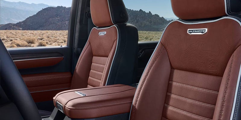 Close up view of premium seats in 2026 GMC Sierra 3500HD